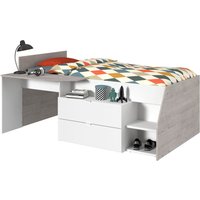 Parisot Halbhohes Hochbett Milky 1 weiß / grau