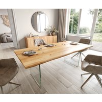 DELIFE Edge Esstisch Eiche Glas