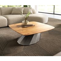 Couchtisch Edge Boot 90x90 cm Eiche Natur Schweizer Kante Parabi Metallic Silber