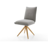 Drehstuhl Lelio-Flex Strukturstoff Soft Grau Holzgestell kantig Natur 360 drehbar Taschenfederkern – Bild 2