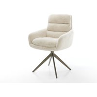 Drehstuhl Abelia-Flex mit Armlehnen Plüsch Creme-Weiß Kreuzgestell breit Effektfinish Titan 360 drehbar Wippfunktion