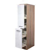 Demi-Apothekerschrank Valero Weiß Hochglanz/Braun 30x162x60cm
