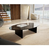 Couchtisch Edge Oval 140x80 cm Keramik Emperador Extra Lucidato Dunkelbraun Salto Metall Schwarz