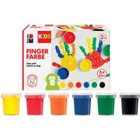 Marabu KIDS Fingerfarbe, 35 ml, 6er Set, farbig sortiert