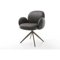 Drehstuhl Nube-Flex mit Armlehnen Mikrofaser Anthrazit Vintage Kreuzgestell breit Effektfinish Titan 360 drehbar Taschenfederkern