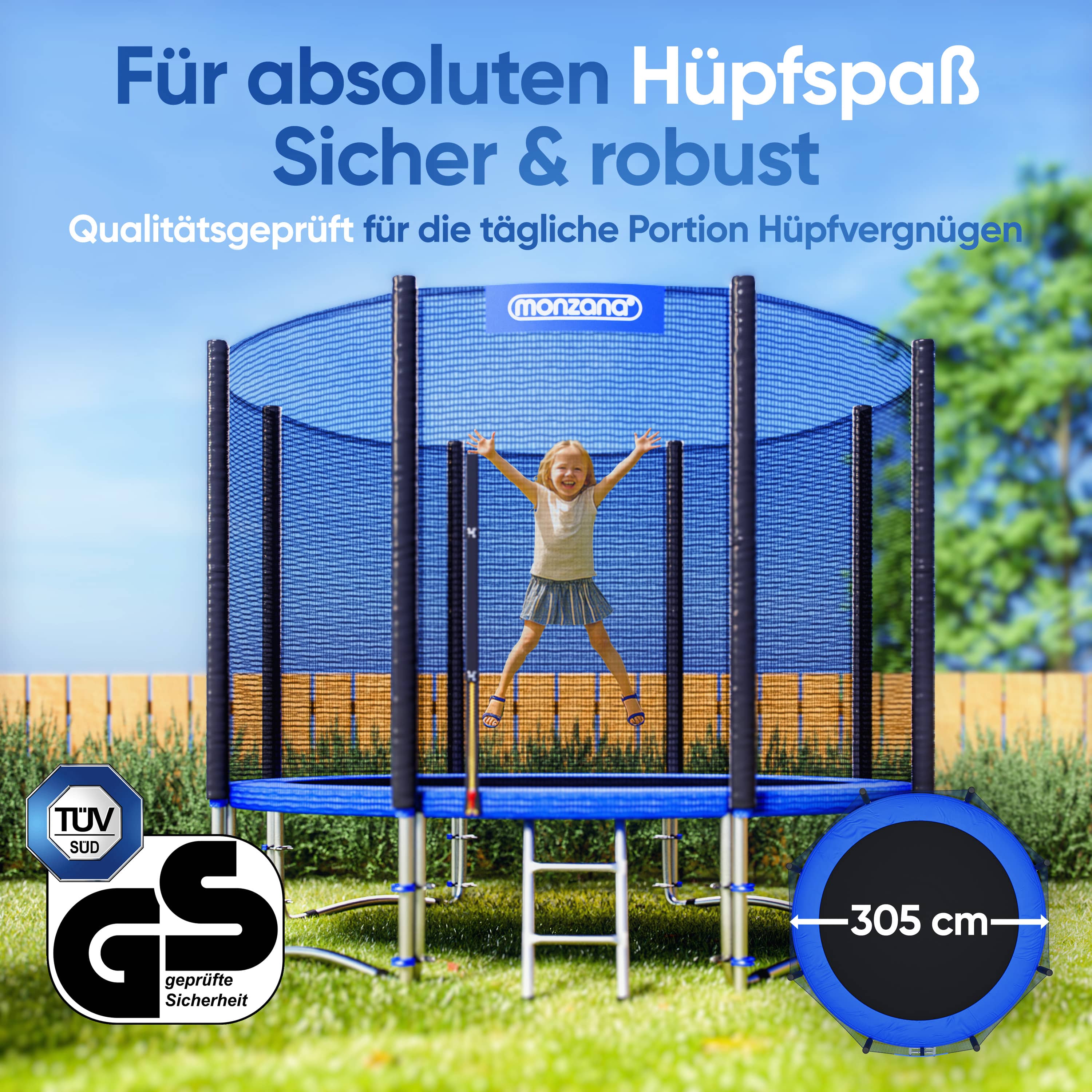monzana Trampolin Ø305cm inkl Sicherheitsnetz TÜV SÜD GS – Bild 3