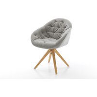 Drehstuhl Gaio-Flex Strukturstoff Soft Grau Holzgestell kantig Natur 360 drehbar – Bild 2