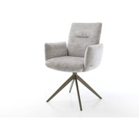 Drehstuhl Jova-Flex mit Armlehnen Chenille Silbergrau Kreuzgestell breit Effektfinish Titan 360 drehbar Taschenfederkern