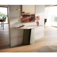 Konsolentisch Edge Polygonal 140x50 cm Keramik Minas Melange Weiß-Beige Livos Metall Effektfinish Titan