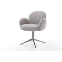 Drehstuhl Nube-Flex mit Armlehnen Cord Silbergrau Fußkreuz Graphit 360 drehbar Wippfunktion Taschenfederkern