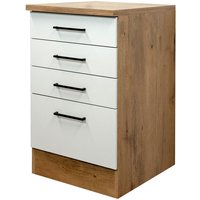 Schubkastenschrank Avila, Weiß/Braun 50x85x60cm – Bild 2