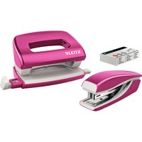 LEITZ Heftgerät- & Locher-Set Mini NeXXt WOW, pink – Bild 2