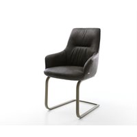 Freischwinger Zelia-Flex mit Armlehnen Mikrofaser Anthrazit Vintage Freischwinger flach Effektfinish Titan Taschenfederkern