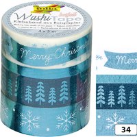 folia Deko-Klebeband Washi-Tape Hotfoil Eisblau, 4er Set – Bild 2