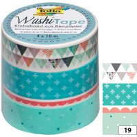folia Deko-Klebeband Washi-Tape PASTELL, 4er Set