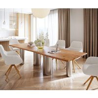 DELIFE Edge Esstisch Akazie Edelstahl
