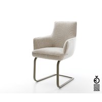 Freischwinger Heira-Flex mit Armlehnen Webstoff Soft Beige Freischwinger flach Effektfinish Titan Taschenfederkern