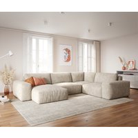 Wohnlandschaft Lanzo XL 360x260 cm Cord Beige Recamiere variabel – Bild 2