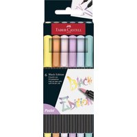 FABER-CASTELL Fasermaler Black Edition Pastell, 6er Etui