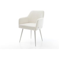 Esszimmerstuhl Greg-Flex Bouclé Soft Beige 4-Fuß konisch Edelstahl Taschenfederkern – Bild 2
