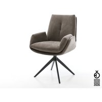Drehstuhl Clea-Flex Strukturstoff Soft Taupe Kreuzgestell breit Schwarz 360 drehbar Wippfunktion – Bild 2