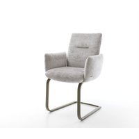 Freischwinger Jova-Flex mit Armlehnen Chenille Silbergrau Freischwinger flach Effektfinish Titan Taschenfederkern
