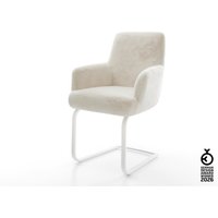Freischwinger Heira-Flex mit Armlehnen Plüsch Creme-Weiß Freischwinger flach Weiß Taschenfederkern