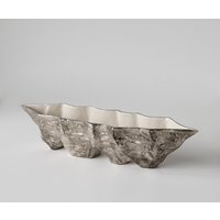 Schale Riffa B70 x T16 x H15 cm Aluminium Platin Opal Handgemacht