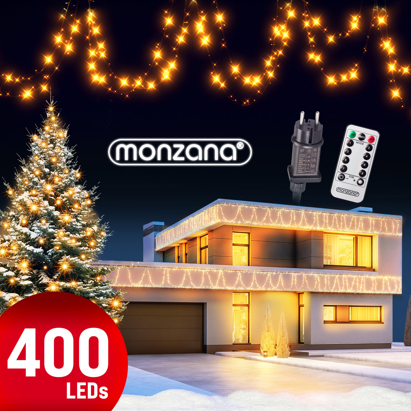 monzana Lichterkette Weihnachten Warmweiß 40m Fernbedienung – Bild 2