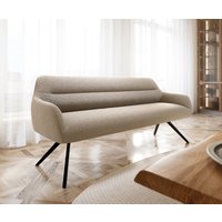 Esszimmerbank Taya-Flex 200 cm Bouclé Schlamm Kreuzgestell kantig Schwarz Taschenfederkern