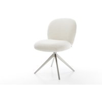 Drehstuhl Nube-Flex Bouclé Soft Beige Kreuzgestell breit Edelstahl 360 drehbar Wippfunktion Taschenfederkern