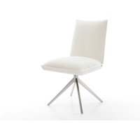 Drehstuhl Lelio-Flex Bouclé Soft Beige Kreuzgestell breit Edelstahl 360 drehbar Wippfunktion Taschenfederkern