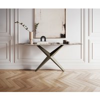 Konsolentisch Edge Polygonal 180x50 cm Keramik Patagonia Poliert Zentharo Metall Effektfinish Titan