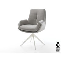 Drehstuhl Clea-Flex Strukturstoff Soft Grau Kreuzgestell breit Weiß 360 drehbar Wippfunktion – Bild 2