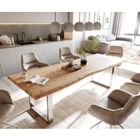 DELIFE Edge Esstisch Akazie Edelstahl