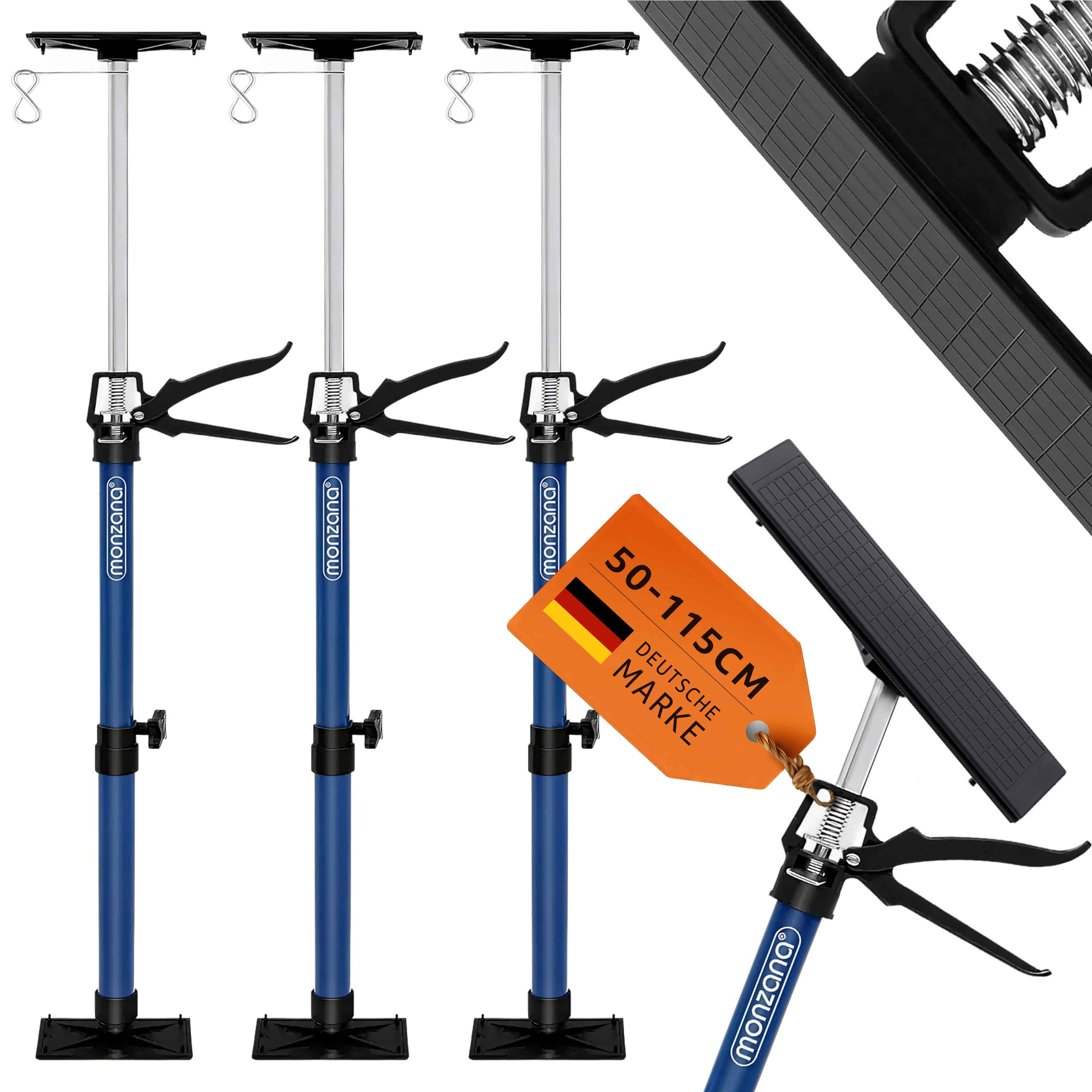 monzana Stahl Türspanner/Zargenspanner 3er-Set 50-115cm max 30kg – Bild 3