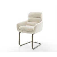 Freischwinger Abelia-Flex mit Armlehnen Plüsch Creme-Weiß Freischwinger flach Effektfinish Titan
