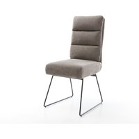 Esszimmerstuhl Pela-Flex Strukturstoff Soft Taupe Kufengestell Schwarz Taschenfederkern – Bild 2