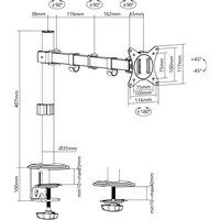 LogiLink Monitorhalterung, Armlänge: 376 mm, schwarz