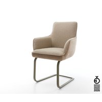 Freischwinger Heira-Flex mit Armlehnen Materialmix Schlamm Freischwinger flach Effektfinish Titan Taschenfederkern