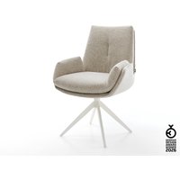 Drehstuhl Clea-Flex Webstoff Soft Beige Kreuzgestell breit Weiß 360 drehbar Wippfunktion