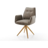 Esszimmerstuhl Zoa-Flex Mikrofaser Taupe Vintage Holzgestell kantig Natur 360 drehbar Taschenfederkern – Bild 2
