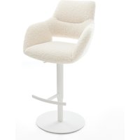 Barstuhl Yago-Flex Teddystoff Beige Drehfuß höhenverstellbar Metall Weiß Taschenfederkern