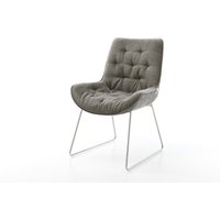 Esszimmerstuhl Taimi-Flex Bouclé Soft Schlamm Kufengestell Edelstahl