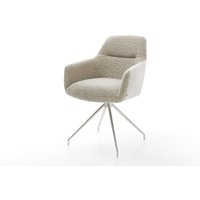 Esszimmerstuhl Pejo-Flex Webstoff Soft Beige Kreuzgestell konisch Edelstahl Taschenfederkern