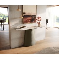 Konsolentisch Edge Boot 140x40 cm Keramik Minas Melange Weiß-Beige Conos Metall Effektfinish Titan