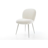 Esszimmerstuhl Nube-Flex Bouclé Soft Beige 4-Fuß konisch Edelstahl Taschenfederkern
