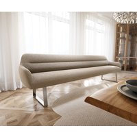 Esszimmerbank Taya-Flex 300 cm Bouclé Schlamm Kufengestell kantig Edelstahl Taschenfederkern – Bild 2