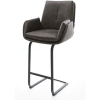 Barstuhl Clea-Flex Mikrofaser Anthrazit Vintage Freischwinger Flach Metall Schwarz