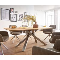 DELIFE Edge Esstisch Eiche Edelstahl